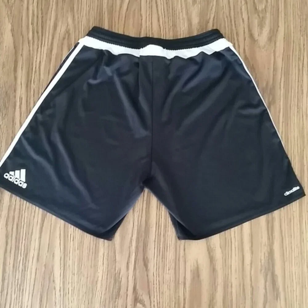 Adidas Black 3 White Stripe Loose Fit Running Shorts EUC sz MED